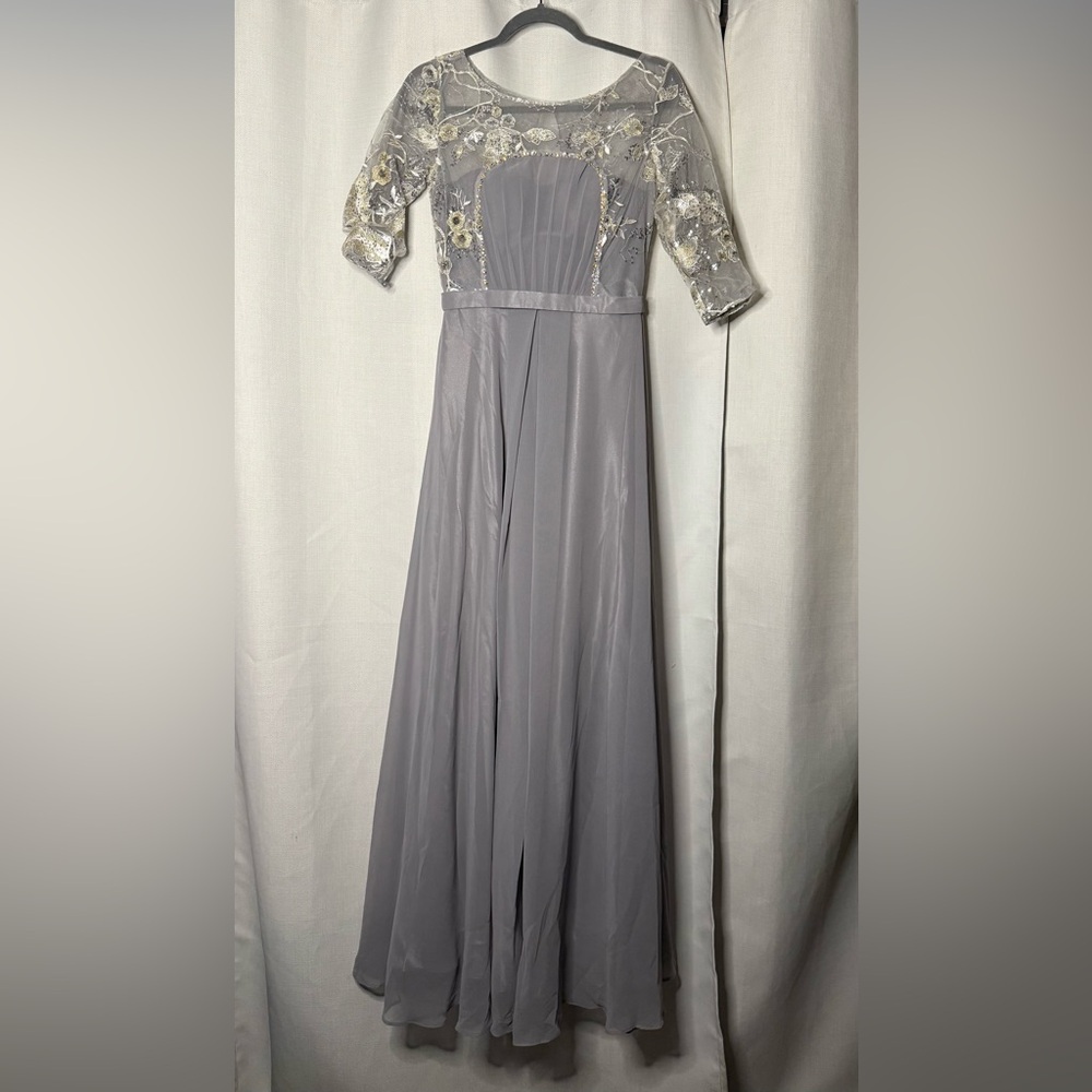 Dori Squeen Dove Grey Sequin Rhinestone Formal Dress - Picture 3 of 13